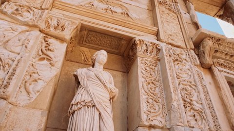 Arete statue in Ephesus. Library in Ephesus. Efes ancient Greek city in present day Izmir, Turkey