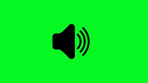 Sound icon on green background with alpha channel - chroma key. Speaker volume icon animation. Audio, music and sound technology symbol. Animation of Speaker Volume Logo - Loop