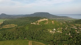 aerial view of the medieval castle near Lake Balaton