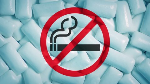 Nicotine Gum And No Smoking Symbol Quit Concept