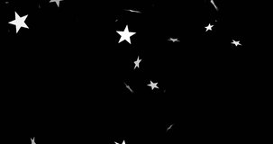 Animation of christmas stars falling over black background. christmas, tradition and celebration concept digitally generated video.
