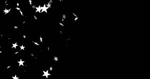 Animation of christmas stars falling over black background. christmas, tradition and celebration concept digitally generated video.