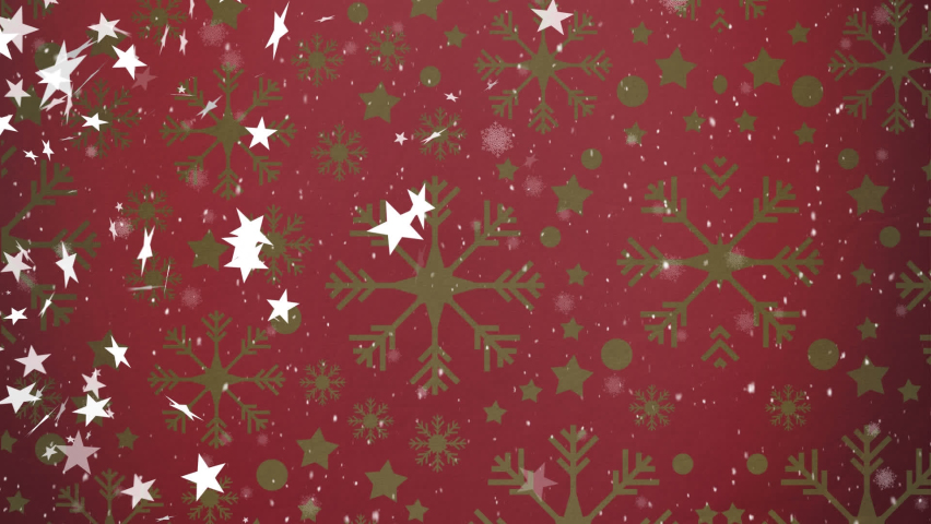 Animation of christmas stars falling over red snowflake background. christmas, tradition and celebration concept digitally generated video. - Powered by Shutterstock - Get 15% off with code: PIKWIZARD15