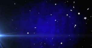 Animation of christmas stars falling over dark blue background. christmas, tradition and celebration concept digitally generated video.