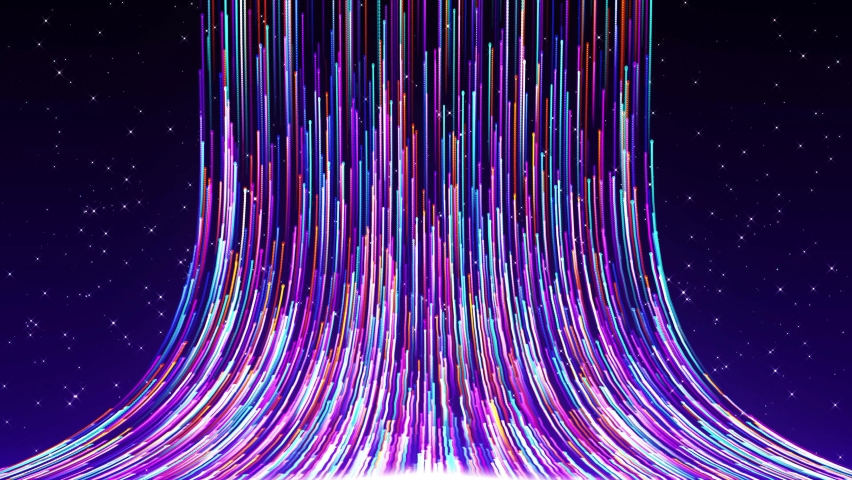 Abstract Science Fiction Hyperspace Time Travel With Multicolor Dotted Curve Lines Particle Rising On Space Starry Sky Background Seamless Loop | Shutterstock HD Video #1081514306