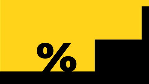 Animated percentage sign going upstairs to take advantage of highest discounts of the year on Black Friday sales