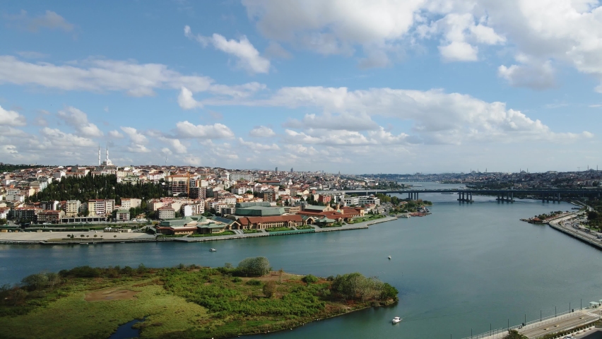 A view from a height of Istanbul. One of the largest cities in the world. Tourist city, metropolis.