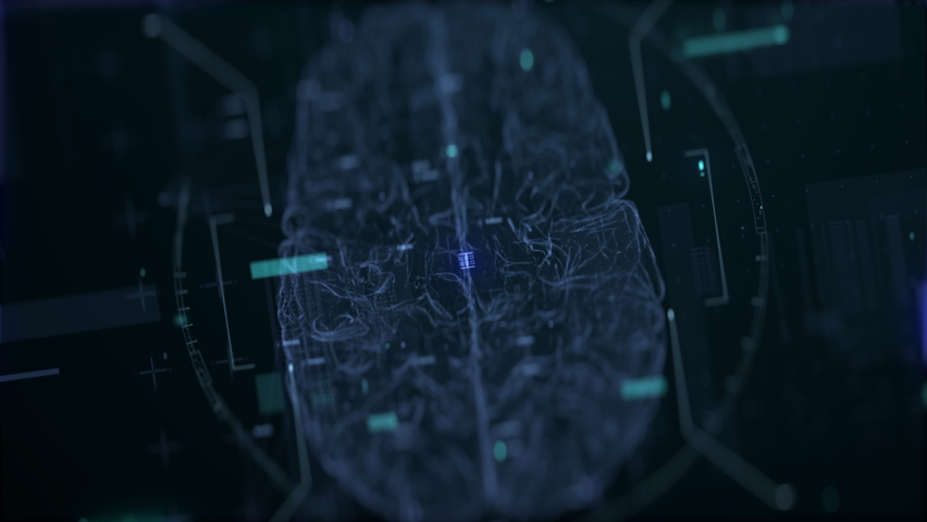 Futuristic Technological INTERFACE Analyzing HUMAN BRAIN. Medical Profile of Patient showing NEURAL ACTIVITY in the Brain and HEALTHCARE Information. SCIENCE, ENGINEERING. ARTIFICIAL INTELIGENCE. Royalty-Free Stock Footage #1081531292