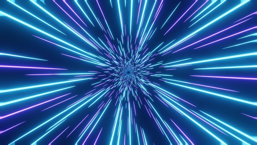 Abstract Hyper Jump into Another Galaxy. Creative Cosmic Background. Speed of Light. Neon Glowing Rays in Motion. Hyper Speed Space Travel Concept. Fast Travel through Time Teleport. 3d rendering. | Shutterstock HD Video #1081535063