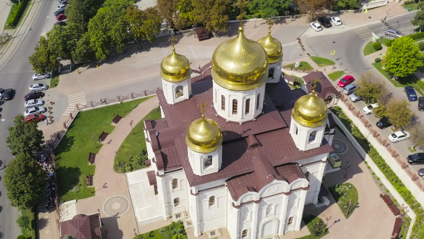 Pyatigorsk, Russia. Cathedral of Christ the Savior healing the lame under Ovechkin - Pyatigorsk Cathedral, Aerial View, Point of interest