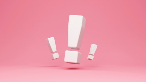 Group of Exclamation Marks on pink studio background. 4K Loop Animation