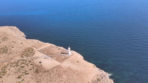 Lighthouse on Formentera near Ibiza drone aerial shoot