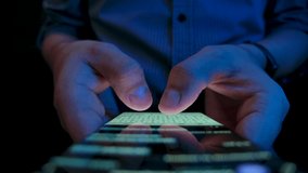 Young Adult Man Use Mobile Phone for Write Send Message Close up. Hold in Hand Telephone. Concept Mobile Tech 5g and People Sharing and Reading Sms Display. Successful Share Browsing Receive Push Iot - Powered by Shutterstock - Get 15% off with code: PIKWIZARD15