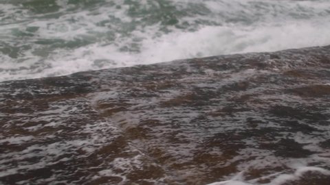Waves Crash Against Pier Against Backdrop Stock Footage Video (100% ...