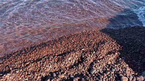 Beautiful Pink Rocks Waves Splash Along Stock Footage Video (100% ...