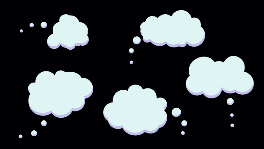Set of speech bubbles for text, chatting boxes pop up, message box cartoon animated icons. Balloon doodle style of thinking sign symbol with Alpha Channel. template for explainer video | Shutterstock HD Video #1081575269