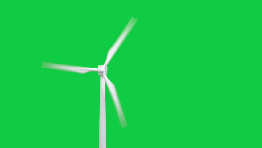 one white wind turbine isolated on green screen background, Chroma key, Wind power generators, windmill, Alternative energy, electric power technology Royalty-Free Stock Footage #1081585511
