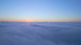 Sunrise over the Fog from a drone, Devon, England, Europe