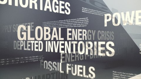 2021-2022 Global Energy Crisis Related Terms Seamless Background Loop.