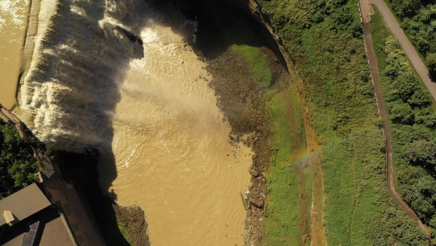 Lower Falls waterfall and park on Genesee river in Rochester New York