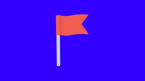 red flag animation on blue background