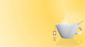 Animated Background Tea Hot Coffee Chocolate Cocoa Smoke Yellow Loop Cup Glass Relax Brown Mug Digital 3D