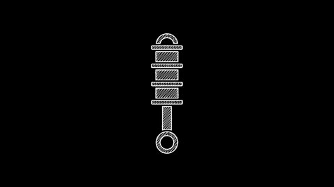 White line Shock absorber icon isolated on black background. 4K Video motion graphic animation.