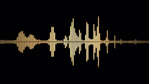 Golden Audio wavefrom. Abstract music waves oscillation with DOF. Synthetic music technology sample. Tune print.