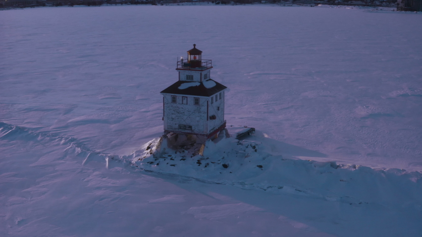 Lighthouse Frozen Within The Ice Of Lake Superior