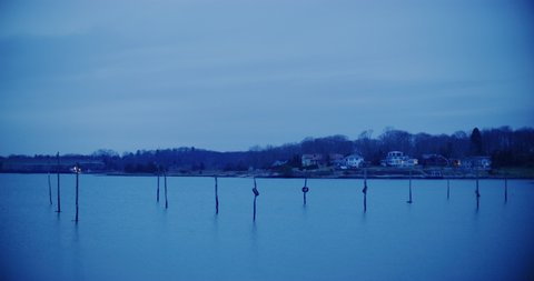 Cloudy day at Stony Creek neighborhood during winter time in Branford, Connecticut. Filmed with a Red Helium-8K resolution-vintage Zeiss lenses.