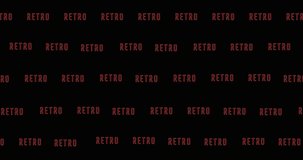 Animation of retro text in repetition and cocktail glass on blue background. vintage communication, music, party, colour and movement concept digitally generated video.