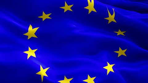 Europe flag. Realistic EU Flag background. European Union Flag Looping Closeup 1080p Full HD 1920X1080 footage. European Union EU country flags.Brussels Euro flag Motion Loop video waving in wind
