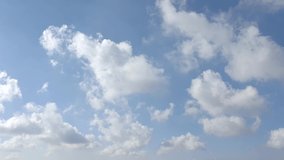 Cloud Time Lapse with Puffy Clouds Blue Sky,Cumulus Cloud nature Background 4K Video Element