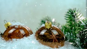 christmas decor and falling snow. Selective focus. - Powered by Shutterstock - Get 15% off with code: PIKWIZARD15