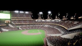 Empty night baseball and cricket arena with fans i illuminated by spotlights 3d render 4k video - Powered by Shutterstock - Get 15% off with code: PIKWIZARD15
