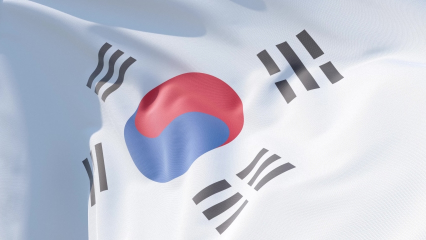 Flag of South Korea waving in a Sunny Day Close up Shot 4K Video Element Royalty-Free Stock Footage #1081670105