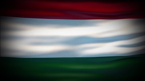 Animation Hungary flag is waving seamless loop. Hungary flag waving in the wind. Realistic 4K national flag of Hungary Closeup.