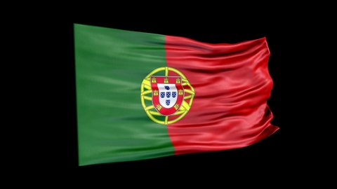 Realistic Portugal flag is waving 3D animation. National flag of Portugal. 4K Portugal flag seamless loop animation.