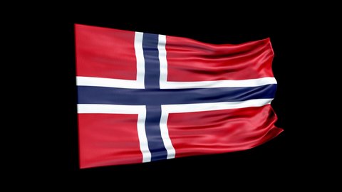 Realistic Norway flag is waving 3D animation. National flag of Norway. 4K Norway flag seamless loop animation.
