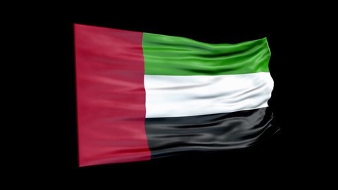 Realistic United Arab Emirates Union flag is waving 3D animation. National flag of United Arab Emirates. 4K United Arab Emirates flag seamless loop animation.