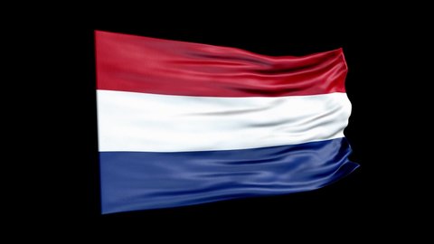 Realistic Netherlands flag is waving 3D animation. National flag of Netherlands. 4K Netherlands flag seamless loop animation.