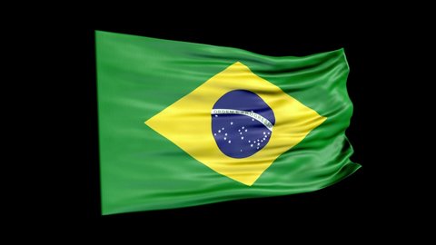 Realistic Brazil flag is waving 3D animation. National flag of Brazil. 4K Brazil flag seamless loop animation.
