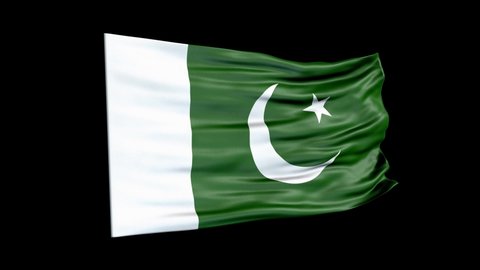 Realistic Pakistan flag is waving 3D animation. National flag of Pakistan. 4K Pakistan flag seamless loop animation.