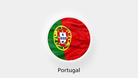 Portugal Circular Flag Loop. Animated national flag of Portugal. Realistic Portugal Flag waving. 4K