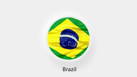 Brazil Circular Flag Loop. Animated national flag of Brazil. Realistic Brazil Flag waving. 4K