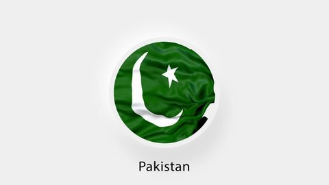 Pakistan Circular Flag Loop. Animated national flag of Pakistan. Realistic Pakistan Flag waving. 4K