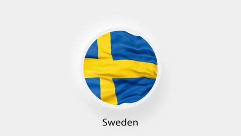 Sweden Circular Flag Loop. Animated national flag of Sweden. Realistic Sweden Flag waving. 4K