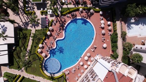 Great blue pool in hotel ideal prime beach, Turkey