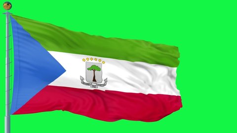 equatorial guinea flag is waving 3D animation. equatorial guinea  flag waving in the wind. National flag of equatorial guinea. flag seamless loop animation. high quality 4K resolution