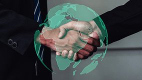 Conceptual business handshake with dashboard for financial data analysis . 3D render computer graphic . - Powered by Shutterstock - Get 15% off with code: PIKWIZARD15